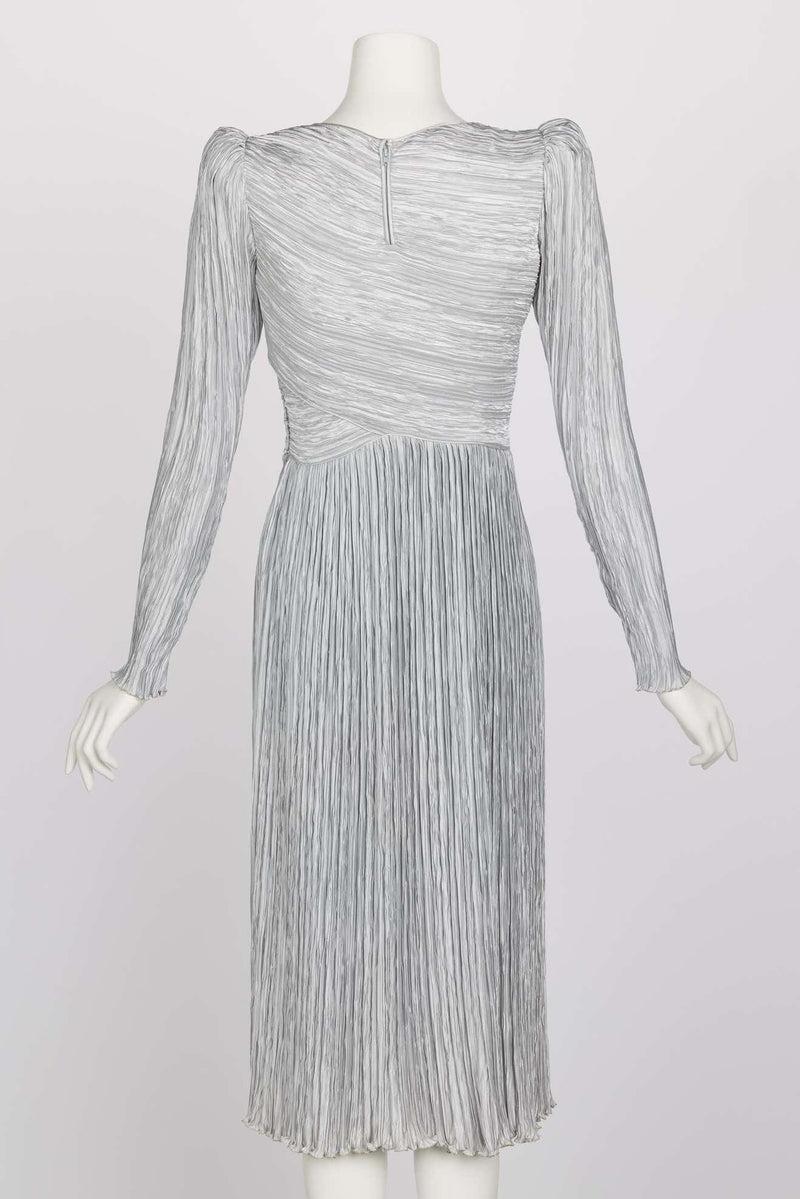 Vintage Mary Mcfadden Silver Gray Pleated Dress