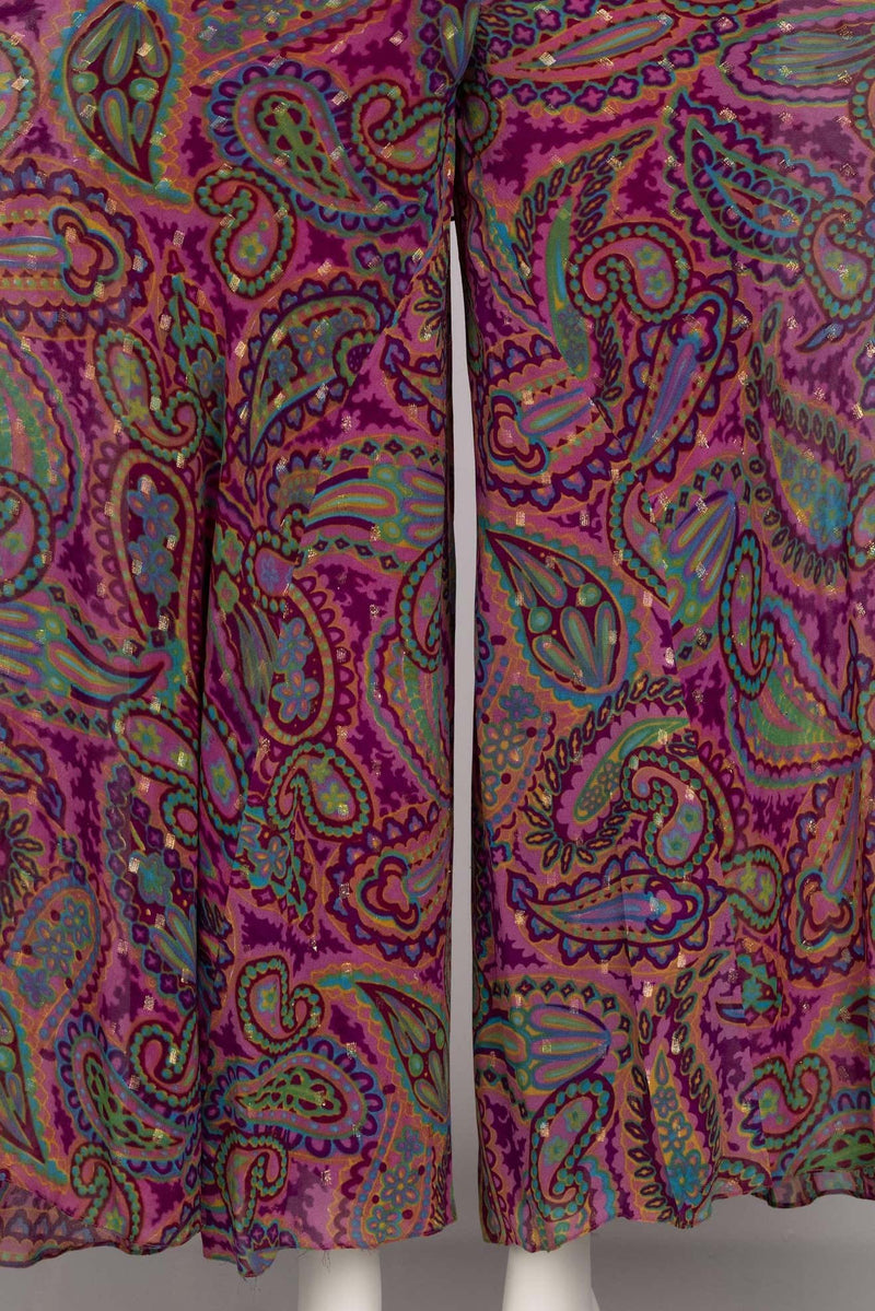 Oscar de La Renta Paisley Print Palazzo Jumpsuit, 1970s