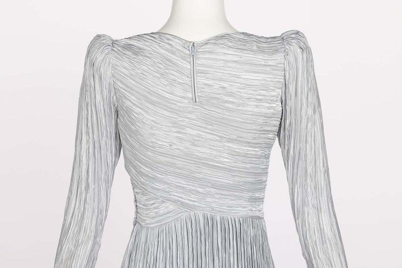 Vintage Mary Mcfadden Silver Gray Pleated Dress