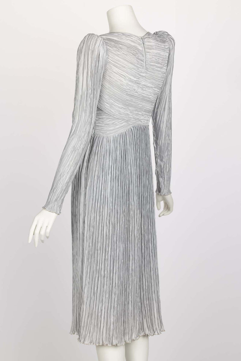 Vintage Mary Mcfadden Silver Gray Pleated Dress