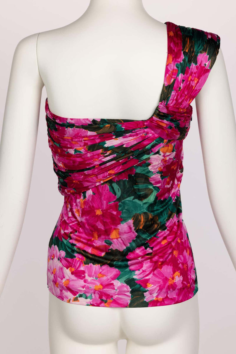 Balenciaga Nicolas Ghesquière Floral Silk One Shoulder Top Spring 2008