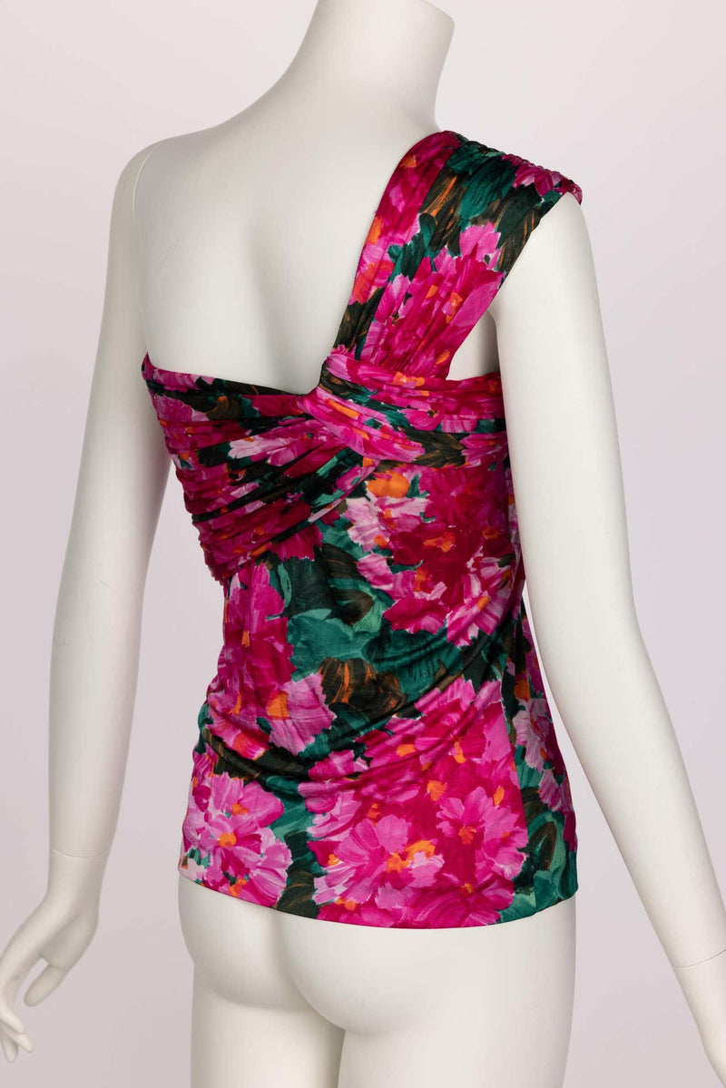 Balenciaga Nicolas Ghesquière Floral Silk One Shoulder Top Spring 2008
