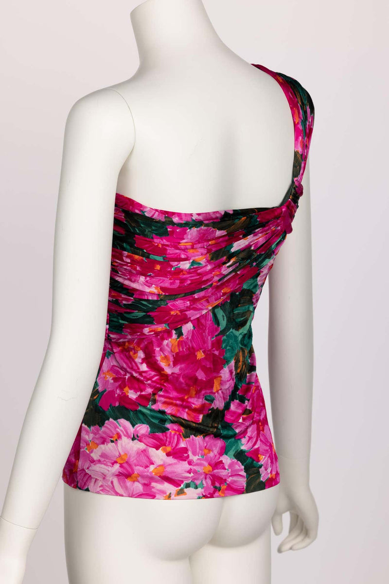 Balenciaga Nicolas Ghesquière Floral Silk One Shoulder Top Spring 2008