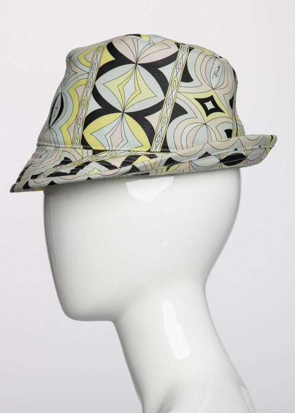 Emilio Pucci Sorbet Colors Printed Leather Fedora Hat