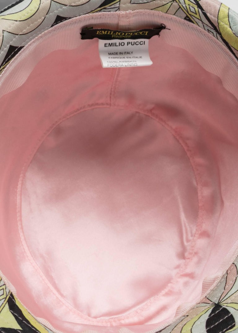 Emilio Pucci Sorbet Colors Printed Leather Fedora Hat