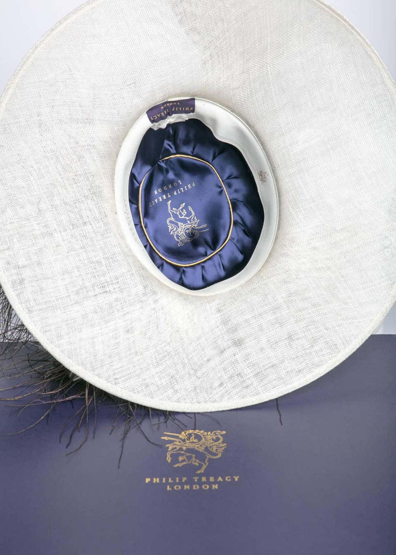 Philip Treacy London Sculptural Ivory Black Feather Bouquet Hat