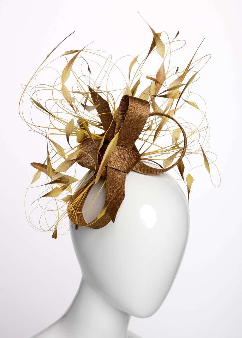 Circa 2003 Philip Treacy Earthy Gold Feather Headpiece