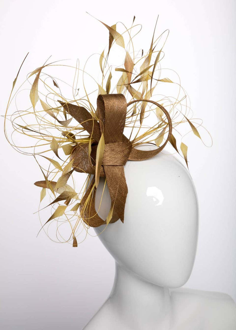 Circa 2003 Philip Treacy Earthy Gold Feather Headpiece
