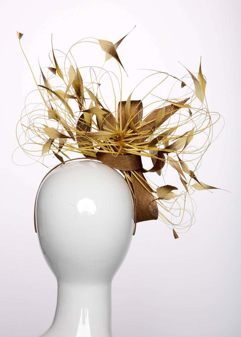 Circa 2003 Philip Treacy Earthy Gold Feather Headpiece
