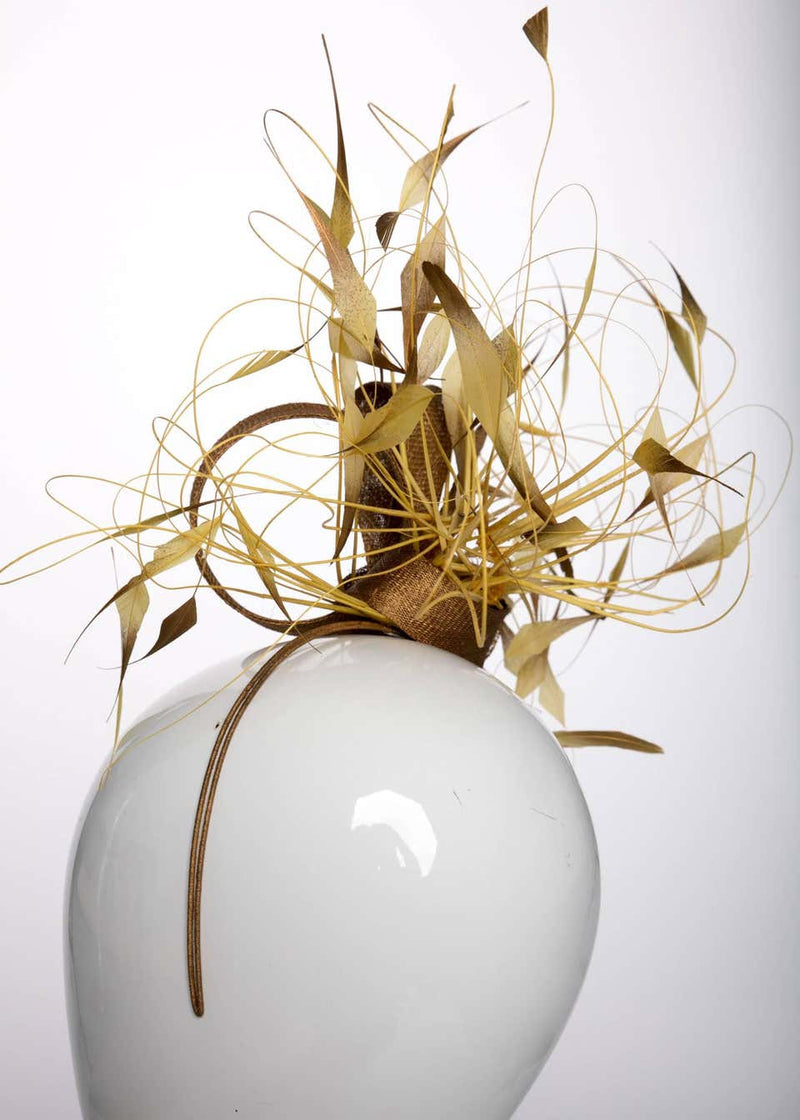 Circa 2003 Philip Treacy Earthy Gold Feather Headpiece
