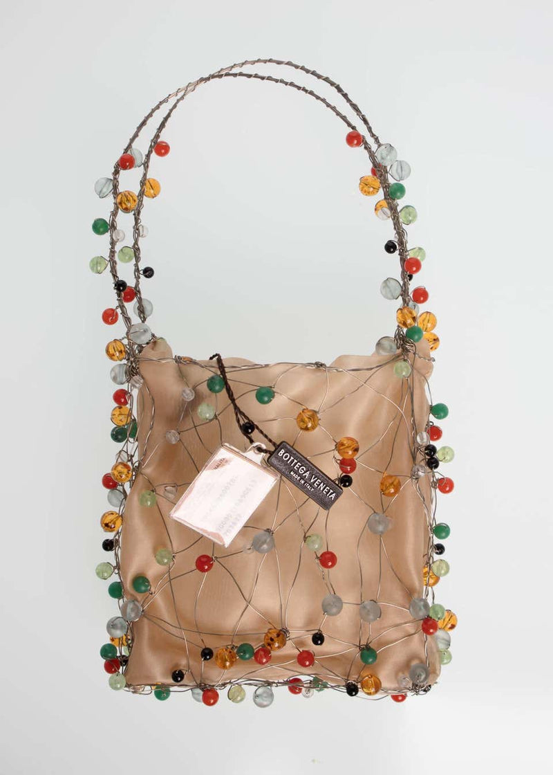 Bottega Veneta Colorful Beads Sculptural Organza Minaudieré Bag