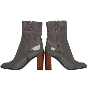 Louis Vuitton Brand New in Box Gray Suede and Patent Leather Boots, 2015/2016