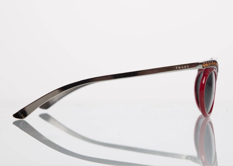 Prada Runway Red Cat-Eye Amber Crystal Sunglasses, 2012