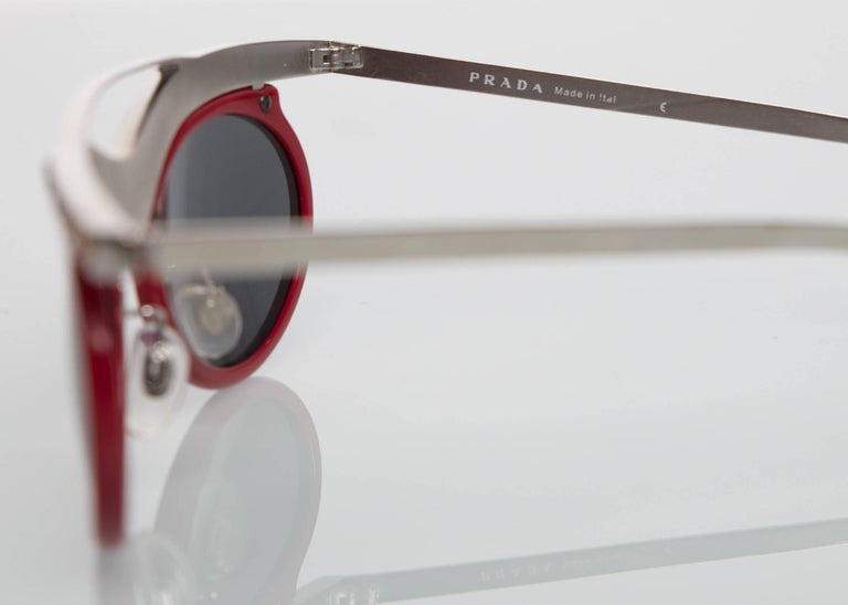 Prada Runway Red Cat-Eye Amber Crystal Sunglasses, 2012