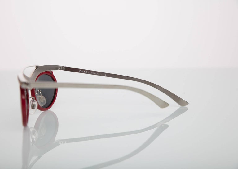 Prada Runway Red Cat-Eye Amber Crystal Sunglasses, 2012