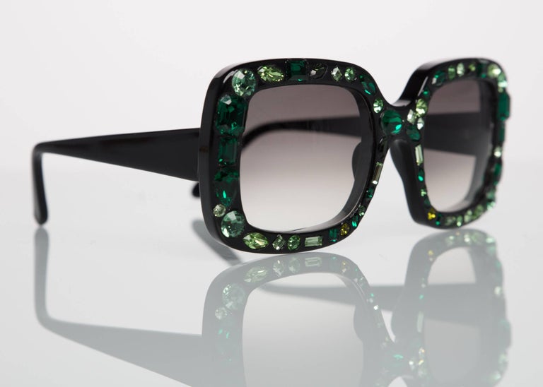 2009 Lanvin Emerald Jeweled Sunglasses