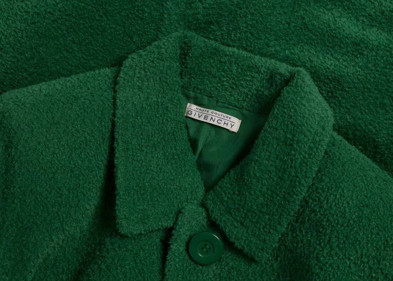 Fall/ Winter Givenchy Haute Couture Green Textured Wool Coat, 1995