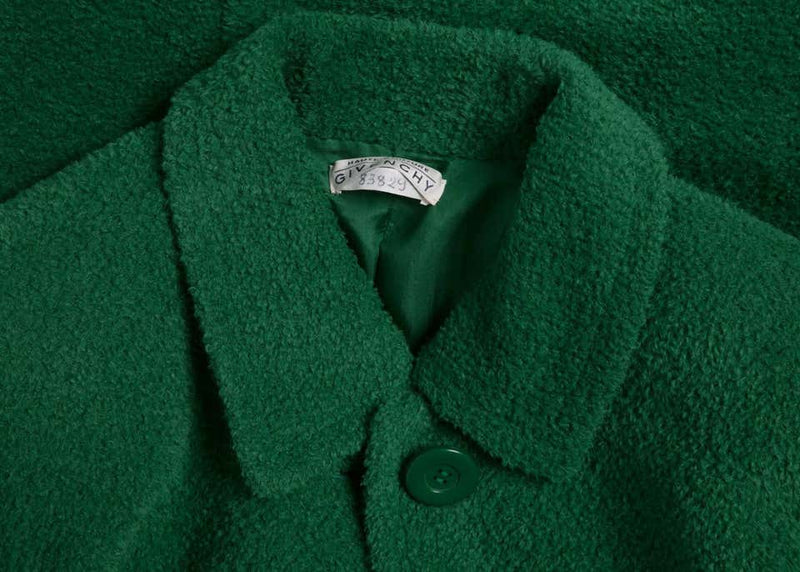 Fall/ Winter Givenchy Haute Couture Green Textured Wool Coat, 1995
