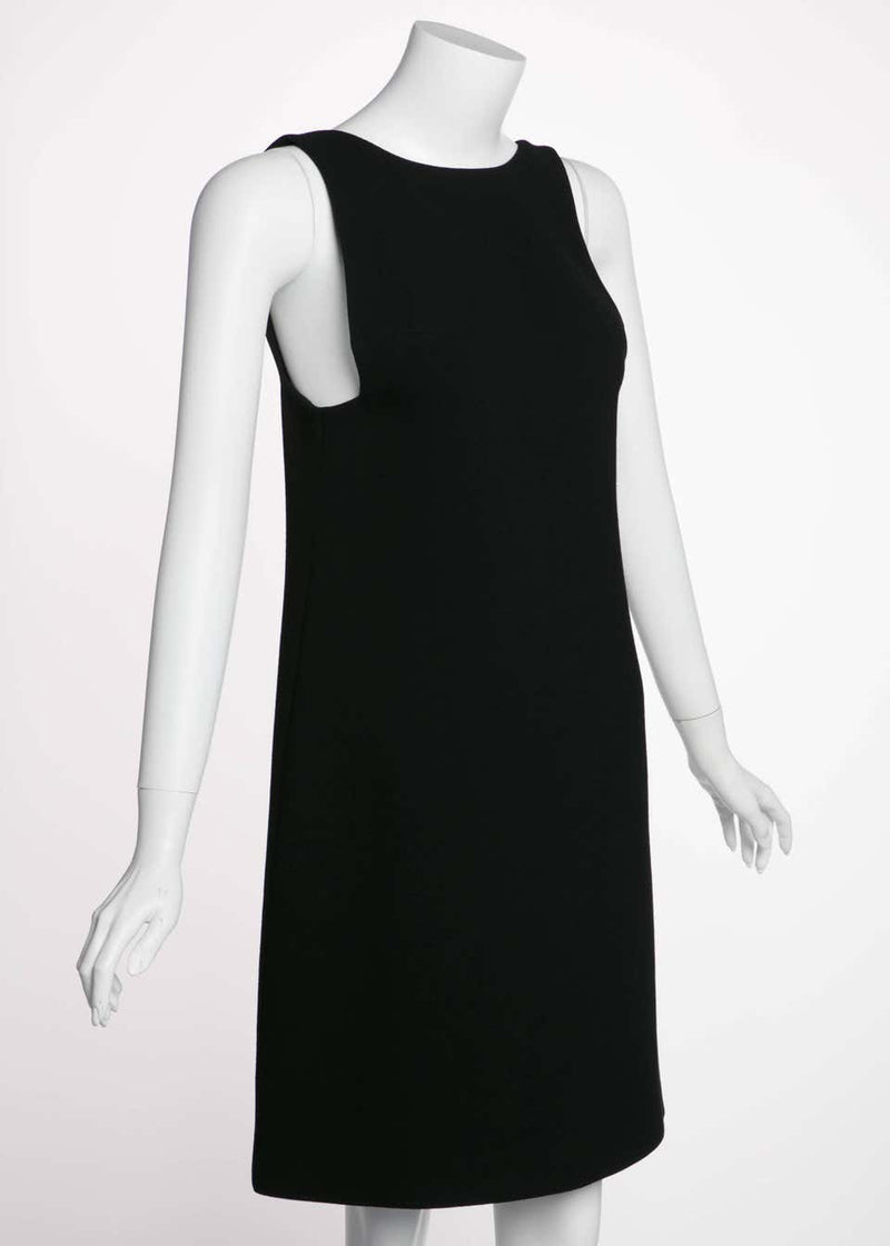 Prada Plunging Back Black Wool Mod Little Black Dress