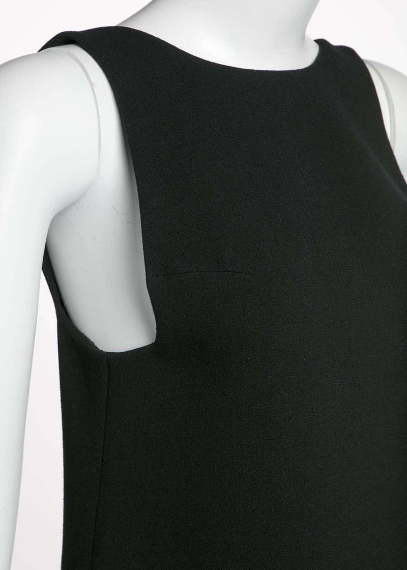 Prada Plunging Back Black Wool Mod Little Black Dress