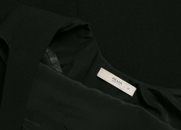 Prada Plunging Back Black Wool Mod Little Black Dress