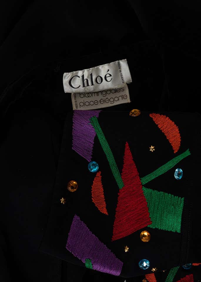 Chloe Karl Lagerfeld Black Colorful Memphis Embroidered Jacket , 1980s
