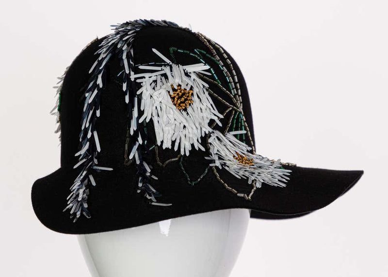 Lanvin Alber Elbaz Embellished Black Felt Hat, 2015