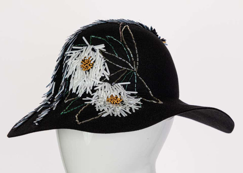 Lanvin Alber Elbaz Embellished Black Felt Hat, 2015