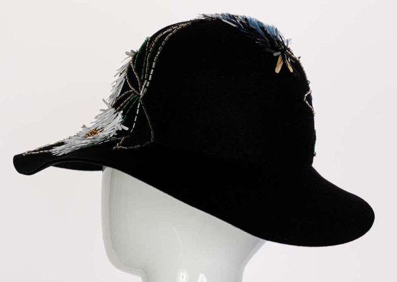 Lanvin Alber Elbaz Embellished Black Felt Hat, 2015