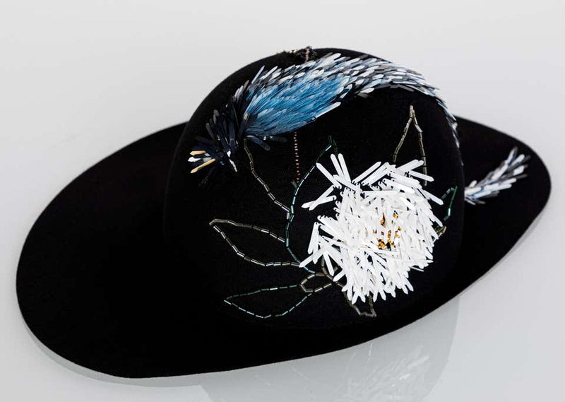 Lanvin Alber Elbaz Embellished Black Felt Hat, 2015