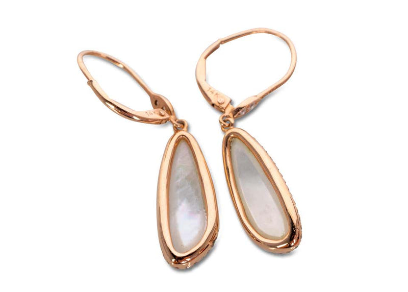 Meira T Chalcedony Rose Gold and Diamond Drop Earrings