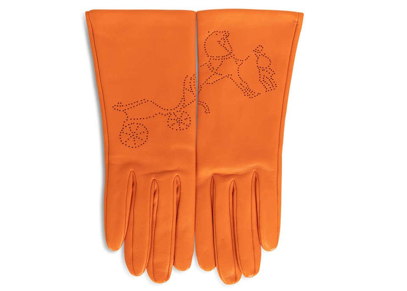 Hermès 175th Anniversary Femme Astuce Orange Gloves New in Box Size 7