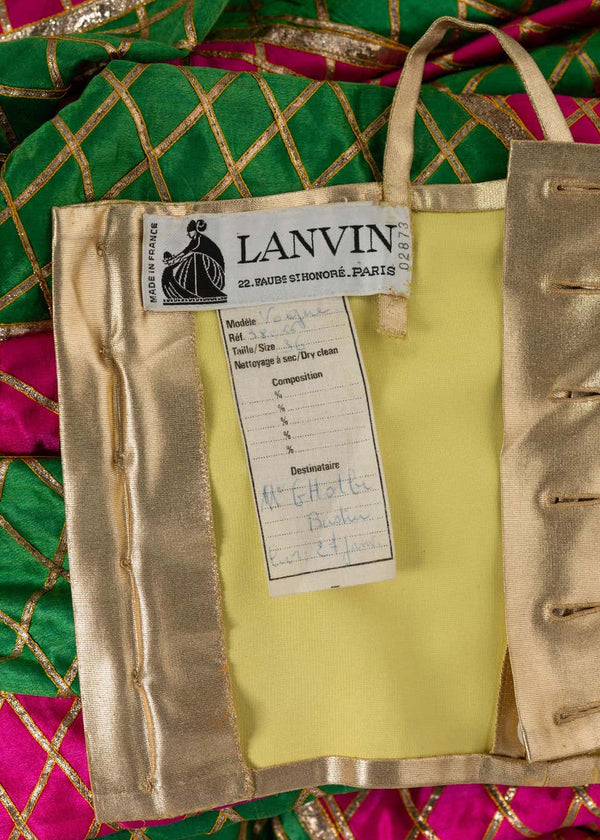 Lanvin Haute Couture Gold Lame Top & Green Pink Peasant Skirt Ensemble, 1977