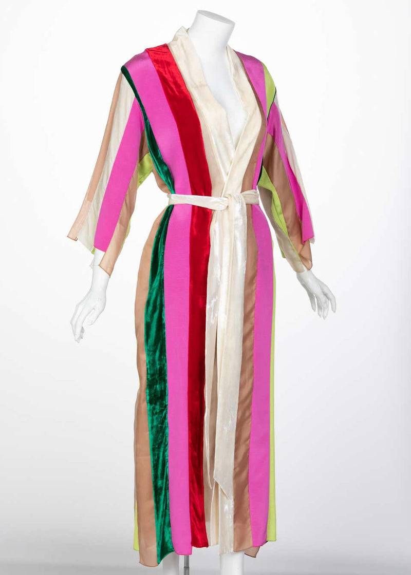 Natasha Zinko Multicolor Silk Velvet Stripe Ribbon Robe Dress, 2015
