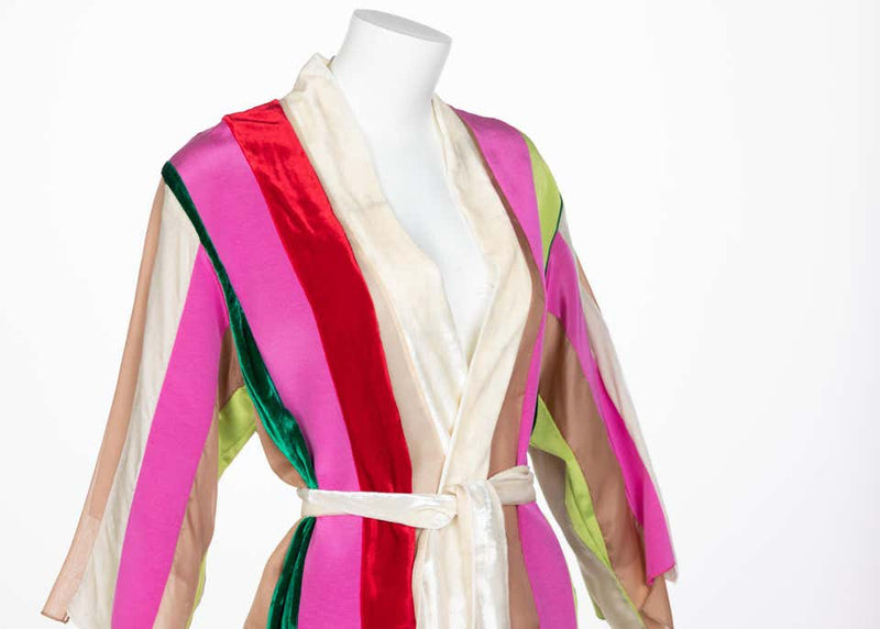 Natasha Zinko Multicolor Silk Velvet Stripe Ribbon Robe Dress, 2015