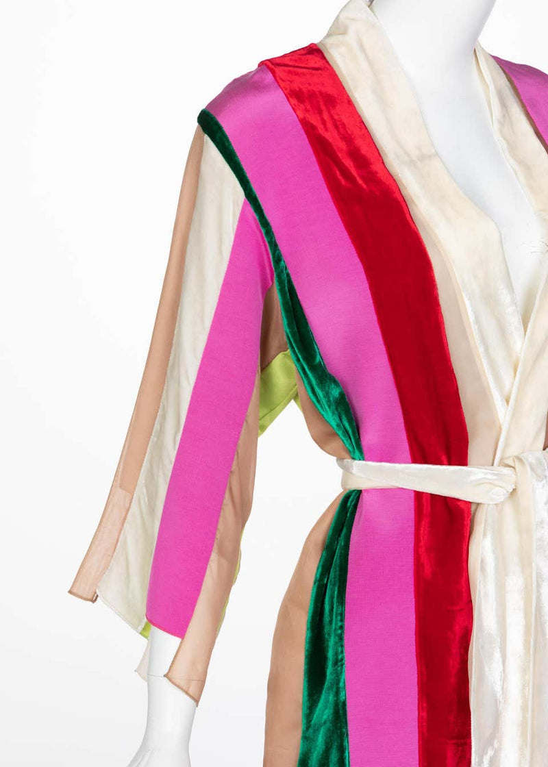 Natasha Zinko Multicolor Silk Velvet Stripe Ribbon Robe Dress, 2015
