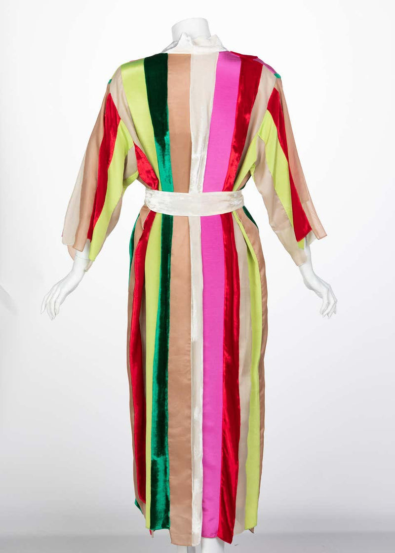 Natasha Zinko Multicolor Silk Velvet Stripe Ribbon Robe Dress, 2015