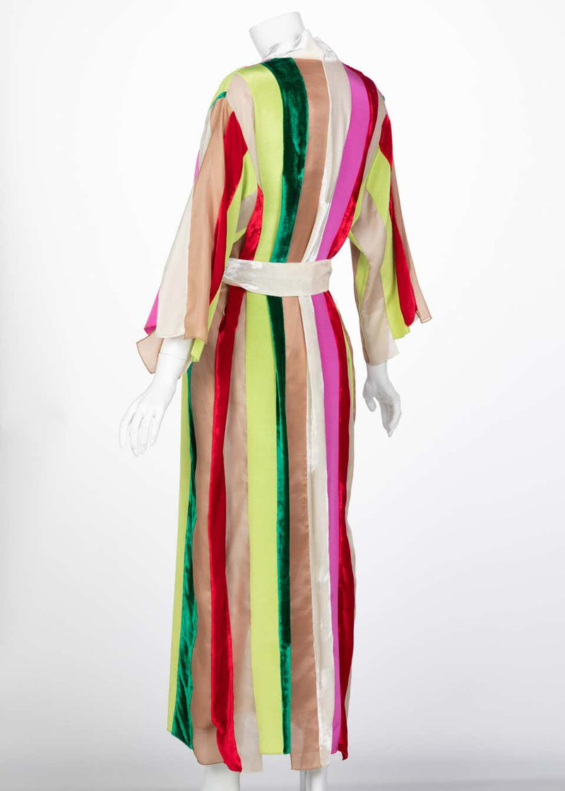 Natasha Zinko Multicolor Silk Velvet Stripe Ribbon Robe Dress, 2015