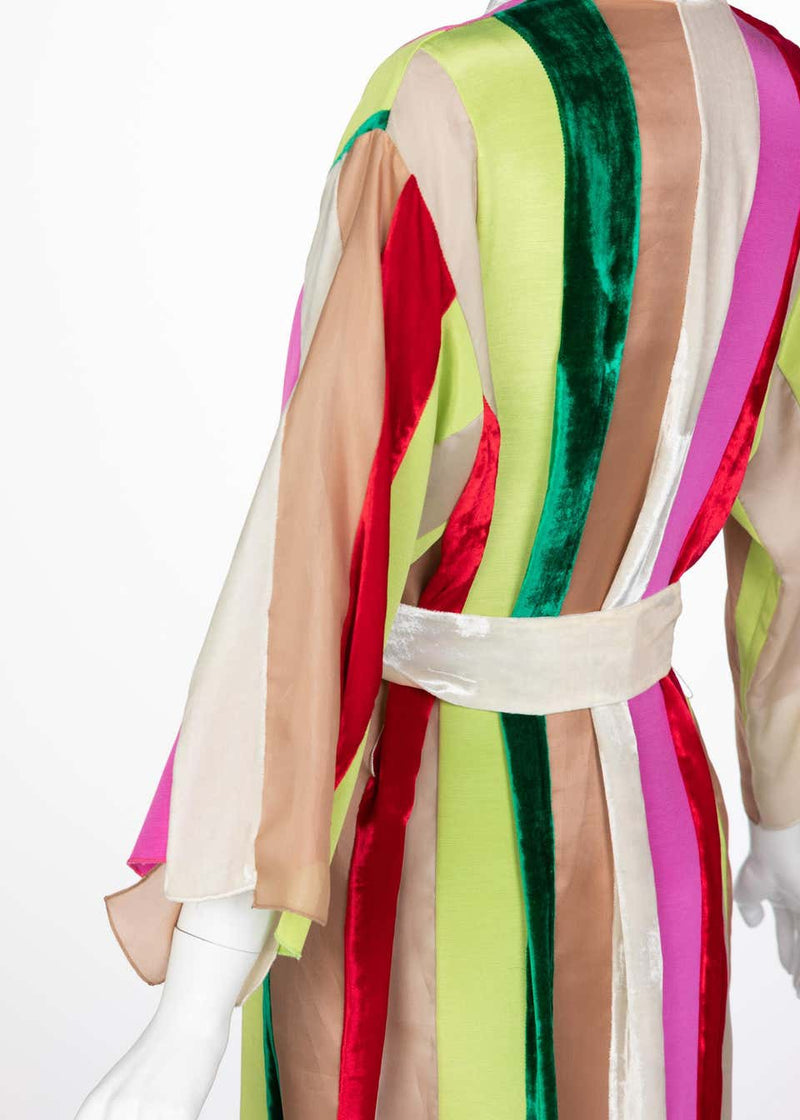 Natasha Zinko Multicolor Silk Velvet Stripe Ribbon Robe Dress, 2015