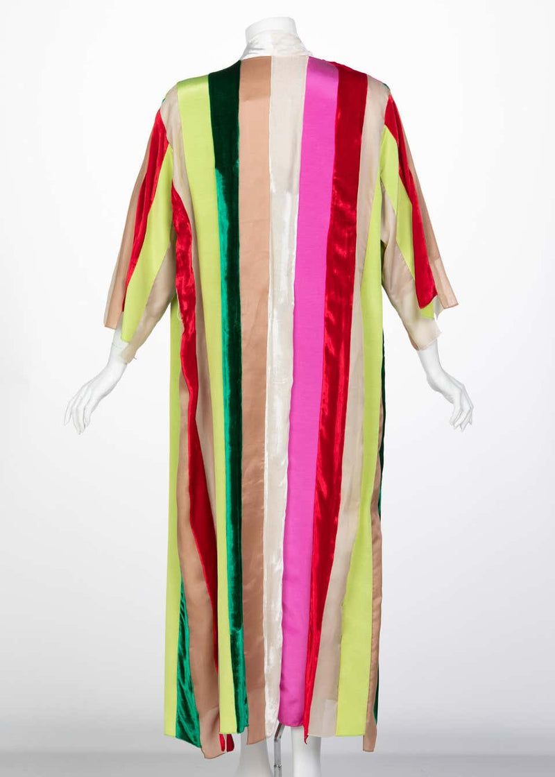 Natasha Zinko Multicolor Silk Velvet Stripe Ribbon Robe Dress, 2015