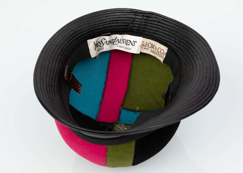 Yves Saint Laurent Mondrian Color Block Helmet Hat