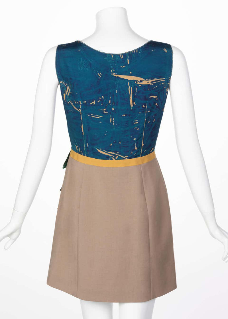 Prada Sleeveless Silk Mohair Parrot Applique Dress Runway, 2005