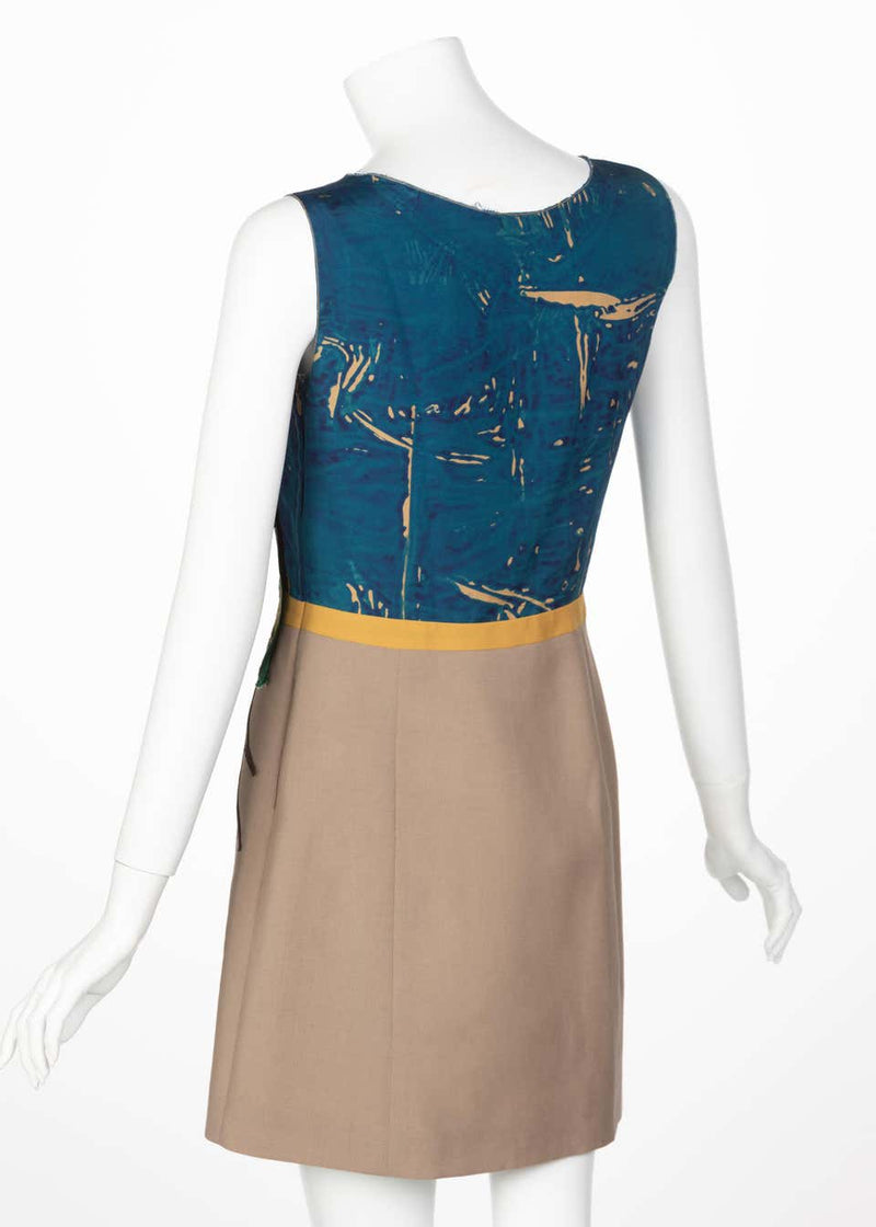 Prada Sleeveless Silk Mohair Parrot Applique Dress Runway, 2005