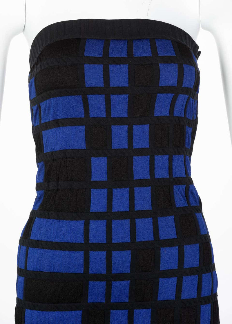 Chanel Black Blue Strapless Mini Dress Runway, 2013