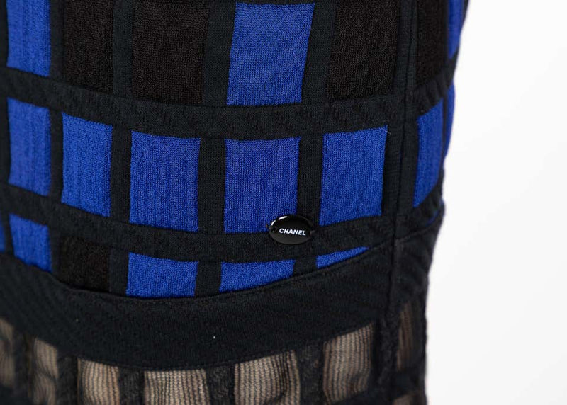 Chanel Black Blue Strapless Mini Dress Runway, 2013
