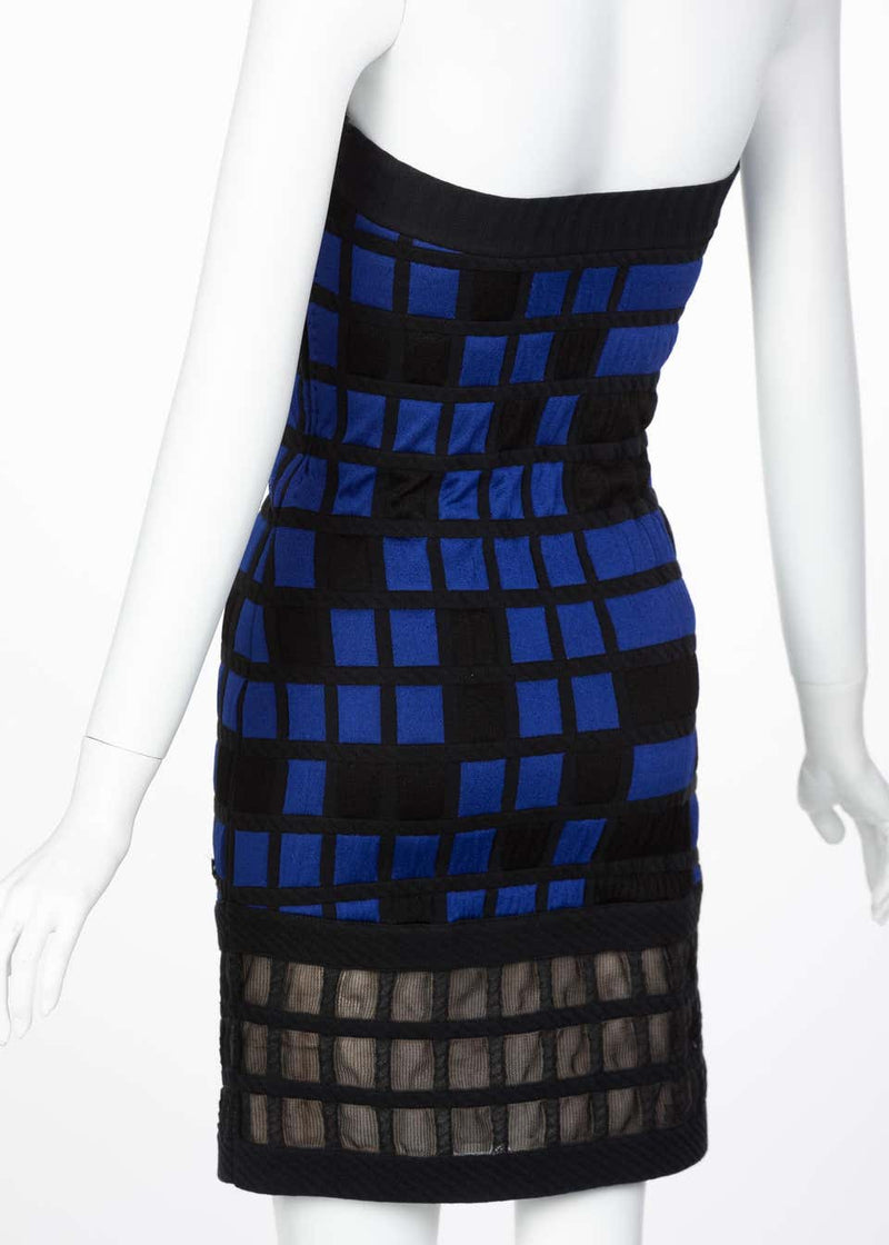 Chanel Black Blue Strapless Mini Dress Runway, 2013