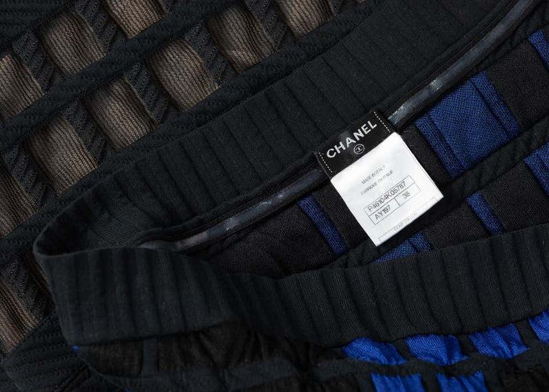 Chanel Black Blue Strapless Mini Dress Runway, 2013