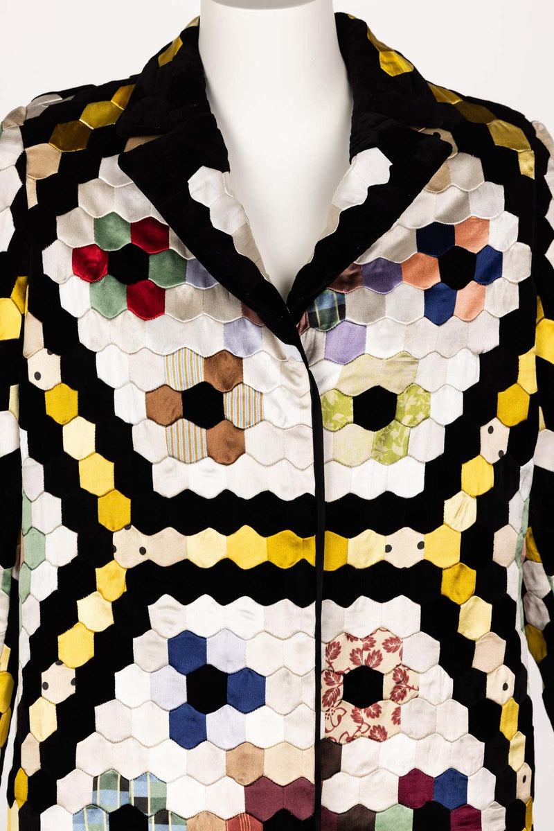 Christian Dior Multi Color Silk Velvet Patchwork Coat 2017