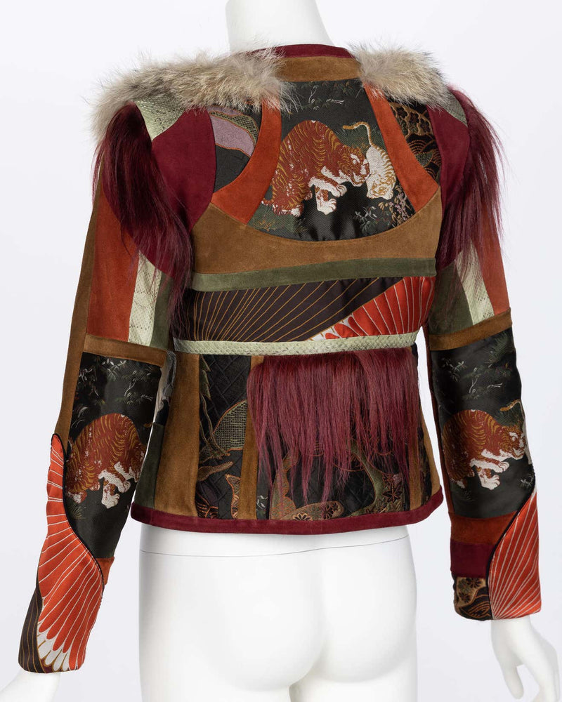 Gucci Tiger Embroidered Suede & Fur Jacket, 2015