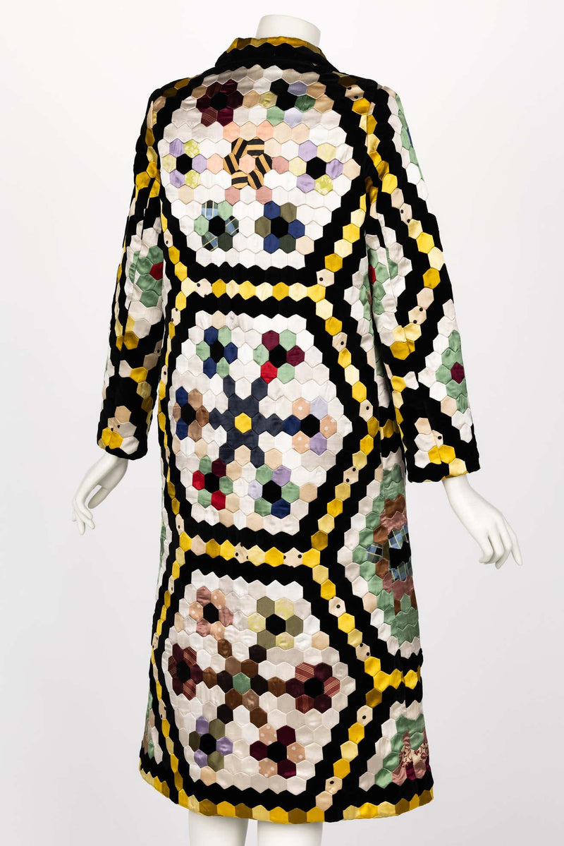 Christian Dior Multi Color Silk Velvet Patchwork Coat 2017
